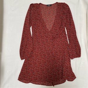 Long sleeve Red dress with leopard print